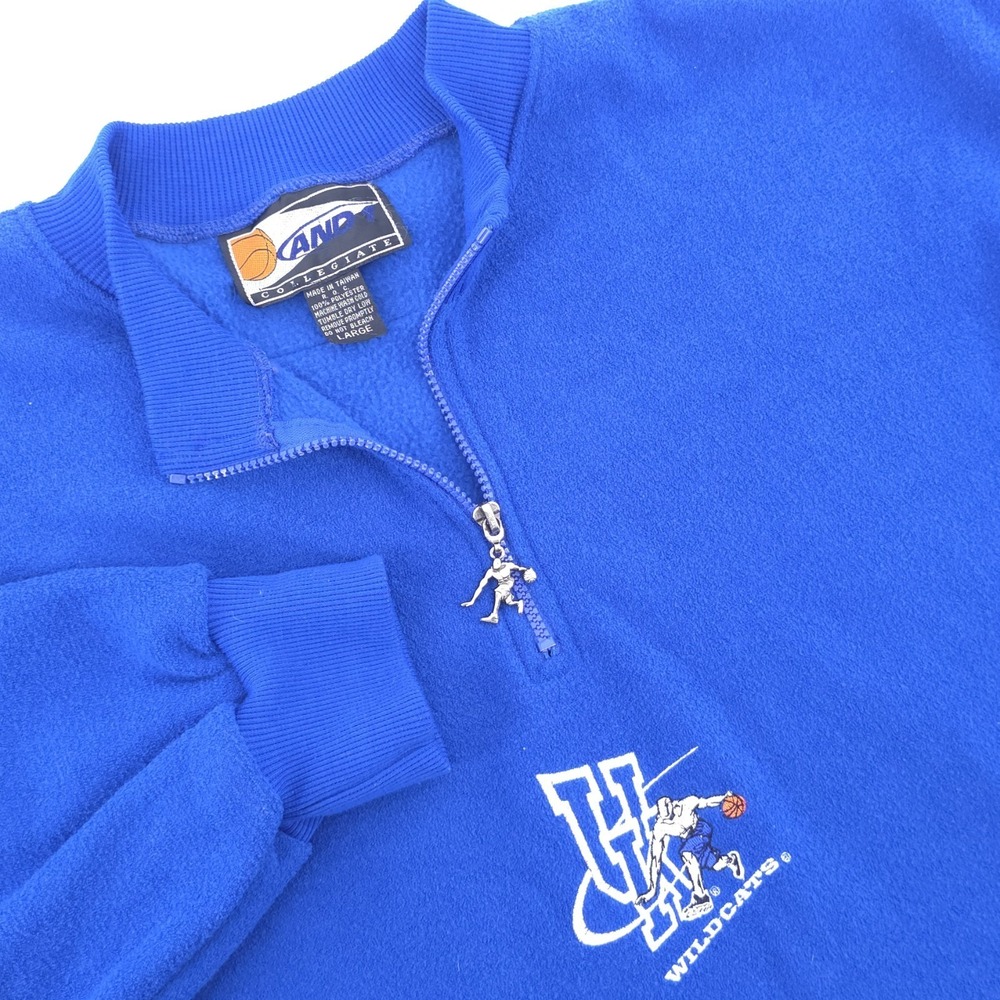 Vintage AND1 Collegiate UK‎ Sportswear Basketball Blue Logo Quarter Zip Size L